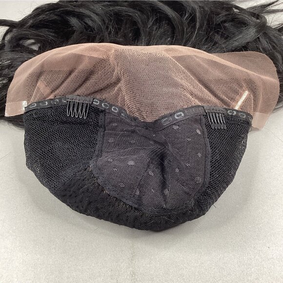 Berlin #1B Off Black Straight Brazilian Human Hair Blend Lace Front Wig - Picture 6 of 11